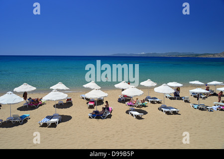 Hauptstrand, Pefkos, Rhodos (Rodos), die Dodekanes, Süd Ägäis, Griechenland Stockfoto