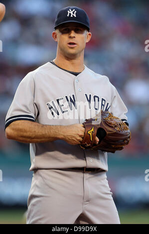 Anaheim, California, Vereinigte Staaten von Amerika. 14. Juni 2013. 14. Juni 2013 Anaheim, Kalifornien: New York Yankees Center Fielder Brett Gardner (11) während des Spiels zwischen den New York Yankees und den Los Angeles Angels im Angel Stadium in Anaheim, Kalifornien am 14. Juni 2013. Rob Carmell/CSM Credit: Csm/Alamy Live-Nachrichten Stockfoto