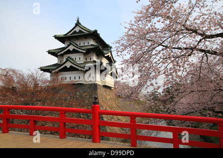 Hirosaki Schloss und Kirsche blüht, Aomori, Japan Stockfoto