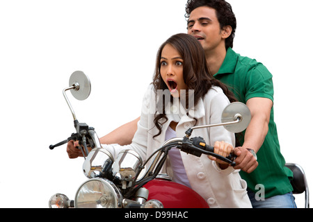 Paar auf einem Motorrad Stockfoto