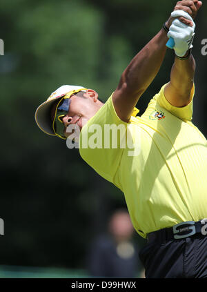 Haverford Township, Delaware Land, Pennsylvania. 14. Juni 2013. Hideki Matsuyama (JPN) Golf: Hideki Matsuyama in Japan in Aktion während der USA Open Championship im Golfclub Merion, East Course in Haverford Township, Delaware Land, Pennsylvania. Bildnachweis: Koji Aoki/AFLO/Alamy Live-Nachrichten Stockfoto