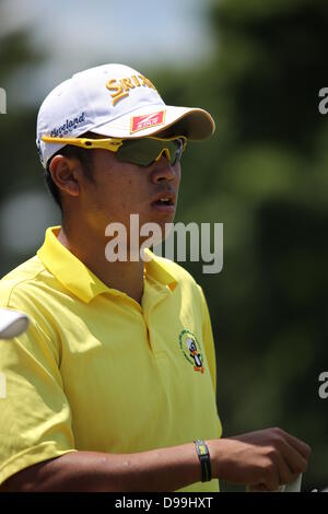 Haverford Township, Delaware Land, Pennsylvania. 14. Juni 2013. Hideki Matsuyama (JPN) Golf: Hideki Matsuyama in Japan in Aktion während der USA Open Championship im Golfclub Merion, East Course in Haverford Township, Delaware Land, Pennsylvania. Bildnachweis: Koji Aoki/AFLO/Alamy Live-Nachrichten Stockfoto