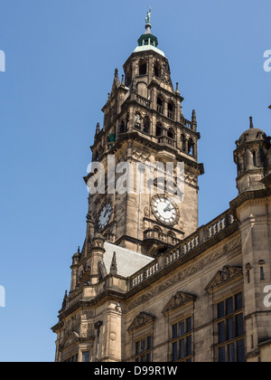 Sheffield-Rathaus-Turmuhr Stockfoto