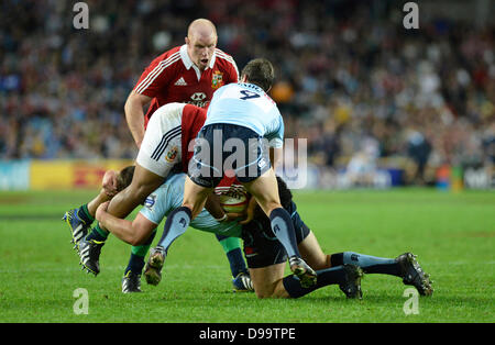 Sydney, Australien. 15. Juni 2013. Aktion während der Lions 2013-Tour zwischen der British &amp; Irish Lions und New South Wales Waratahs im Allianz-Stadion in Sydney. Die Lions gewannen 47-17. Bildnachweis: Action Plus Sport Bilder/Alamy Live News Stockfoto