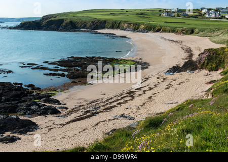 Thurlestone, Devon, England. 3. Juni 2013. Ein Blick auf den Strand und Golfplatz und Häuser auf dem Yarmer Anwesen in Thurlestone. Stockfoto