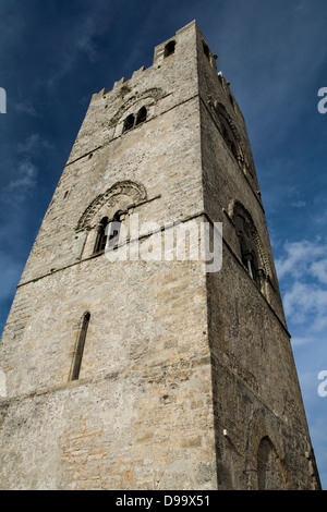 Die Glocke Turm der Chiesa Madre in Erice auf Sizilien. Stockfoto