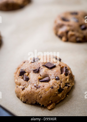 Rohe Erdnussbutter Schokoladenkekse Backen vorbereitet. Stockfoto