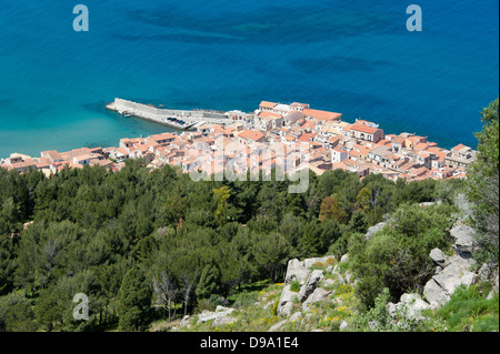 Altstadt, Cefalu, Sizilien, Italien, Blick vom Rocca di Cefalu, Provinz Palermo, Altstadt, Cefalu, Sizilien, Italien, Blick Vom Ro Stockfoto