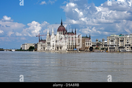 Hochwasser 2013 Fluss Donau Budapest Ungarn Europa Stockfoto