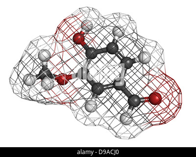 Vanillin Vanille-Extrakt Molekül, chemische Struktur. Vanillin ist der Hauptbestandteil von Vanille-Extrakt. Stockfoto