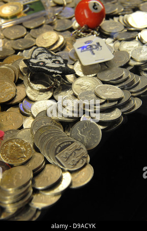 Ein Schieber geben Spielautomaten in der Namco Arcade in London, South Bank. UK Stockfoto