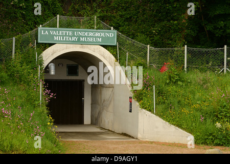 Eingang zum La Valette militärische unterirdisches Museum, St. Peter Port, Guernsey Stockfoto