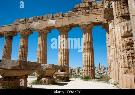 Tempel der Hera Tempel E Selinunte Sizilien Italien Hera-Tempel Tempel E Selinunt Sizilien Italien Selinunte Hera Tempel gruppierten Stockfoto