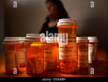 Medikamente, einschließlich Depakote, genommen von einem chronisch kranken Patienten. Stockfoto