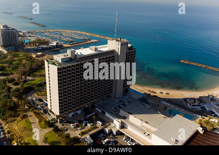 Eine Luftaufnahme des Hilton Tel Aviv Stockfoto