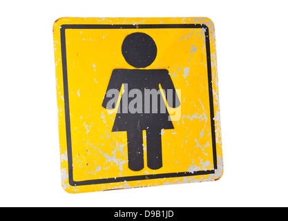 Damentoilette Zeichen isoliert auf weißem Hintergrund. Stockfoto