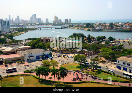 Blick auf Cartagena von Castillo San Felipe de Barajas Kolumbien SA Südamerika Karibik Stockfoto