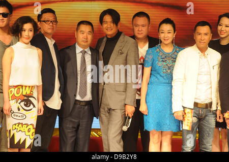 Chow Yun Fat, Aaron Kwok und Donnie Yen bei Pressekonferenz des Films The Monkey King in Shanghai, China am Sonntag, 16. Juni 2013. Stockfoto