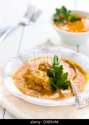 Indische Küche: Malai Kofta, Gemüse-Kugeln in einer cremigen Soße. Stockfoto