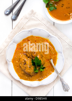 Indische Küche: Malai Kofta, Gemüse-Kugeln in einer cremigen Soße. Stockfoto