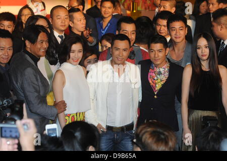 Chow Yun Fat, Aaron Kwok und Donnie Yen bei Pressekonferenz des Films The Monkey King in Shanghai, China am Sonntag, 16. Juni 2013. Stockfoto