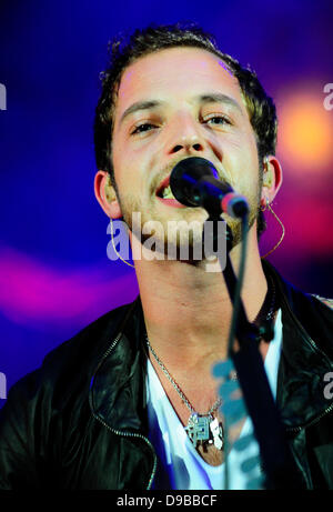 James Morrison die live im HMV Apollo auf der Eröffnung UK Tour Förderung seines letzten Albums "The Awakening" London, England - 09.02.12 Stockfoto