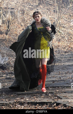 Marion Cotillard Dreharbeiten "Untitled James Gray Project" an Originalschauplätzen in Brooklyn. New York City, USA - 31.01.12 Stockfoto