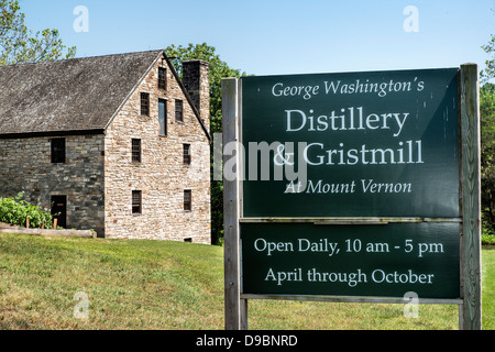 George Washington Getreidemühle und Brennerei, Mt Vernon, Virginia, USA Stockfoto