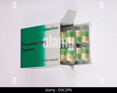 Fluoxetin auch bekannt als Prozac, ein häufig verschriebene Behandlung von Depressionen. Stockfoto
