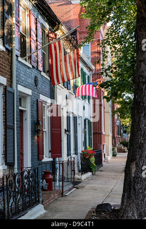 Stadthäuser in der historischen Altstadt, Alexandria, Virginia, USA Stockfoto