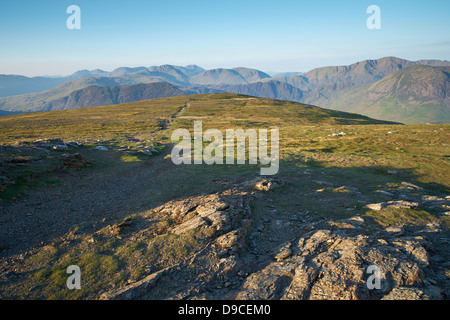 Blick in Richtung große & Green Gable, Fleetwith Hecht und Kirk fiel vom Gipfel des Robinson in Buttermere, Lake District. Stockfoto