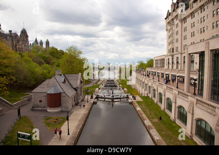 Boot-Schleusen am Rideau Canal in Ottawa Stockfoto