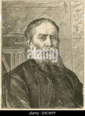 James Russell Lowell (1819-1891), amerikanischer Dichter der Romantik, Kritiker und Herausgeber. Eine der beliebtesten Fireside Poets, Longfellow und Whittier enthalten. Gravur. Stockfoto