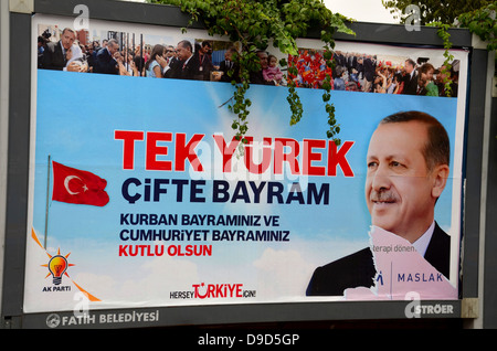 Plakat der türkische Ministerpräsident Recep Tayyip Erdogan Stockfoto