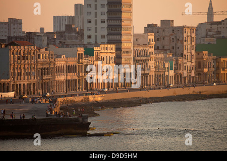 Uferpromenade Malecon, Havanna, Kuba, Caribbean Stockfoto