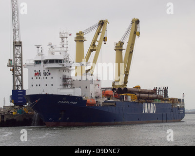 Jumbo Fairplayer Schwertransport Schiff in den Hafen von Rotterdam Stockfoto