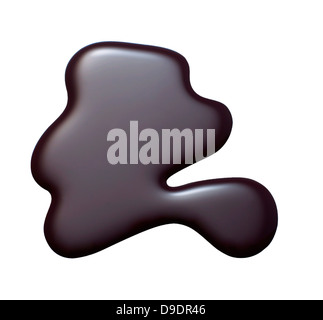Schwarzer Nagellack Blob auf einem weißen Hintergrund ausschneiden Stockfoto