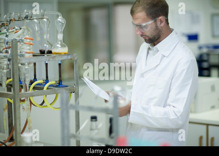 Önologe Überwachung Stichproben im Labor Stockfoto