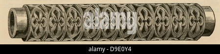 Muster-Zylinder für Digitaldruck Tapete.  Kupferstich, 1876. Stockfoto