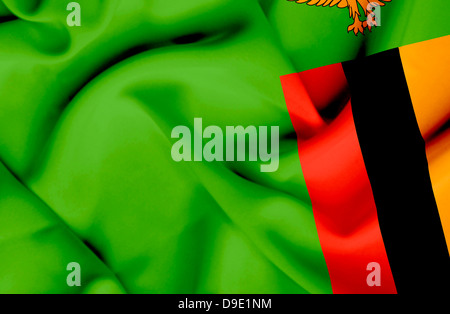 Wehende Flagge Sambia Stockfoto