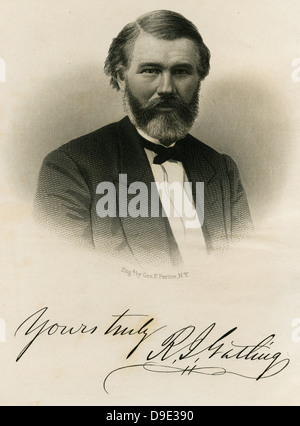 Richard Jordan Gatling (1818-1903) American Erfinder des Gatling-Maschinengewehr. Stockfoto