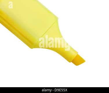 Gelbe Textmarker isoliert auf weißem Hintergrund Stockfoto