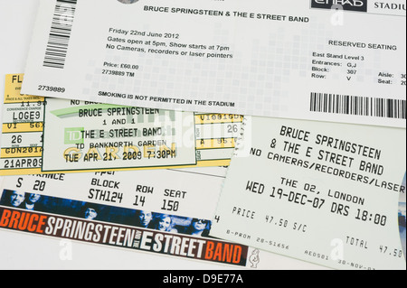 Ein Haufen von Bruce Springsteen And The E-Street Band tickets Stockfoto