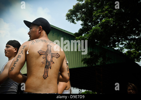 Ostern feiern, einschließlich der realen Kreuzigungen, in San Fernando, Philippinen Stockfoto