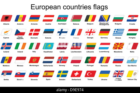 Reihe von europäischen Ländern Flaggen icons Stockfoto