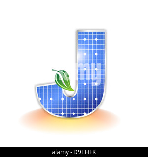 J, Kapital, Buchstaben J, Solar-Panel, Illustration, Symbol, Textur Stockfoto