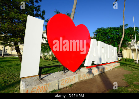 Ich liebe Aruba Zeichen Oranjestad Netherland Antillen NA Caribbean Stockfoto