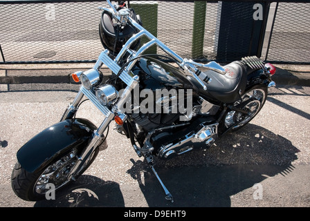 Schwarz 2007 Harley Davidson Softail Fat Boy Motorrad Stockfoto