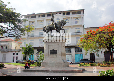 General Tomas Herrera Statue am Plaza Herrera, Panama City, Panama. Stockfoto