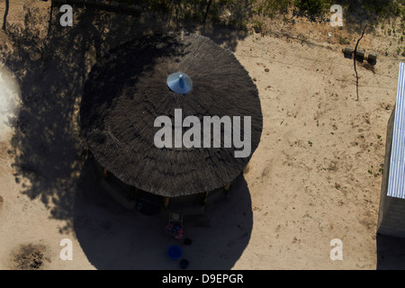 Schlamm-Hütte, Okavango Delta, Botswana, Afrika - Antenne Stockfoto